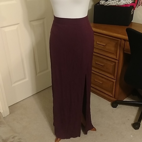 Charlotte Russe Dresses & Skirts - Wine colored highslit maxi skirt
